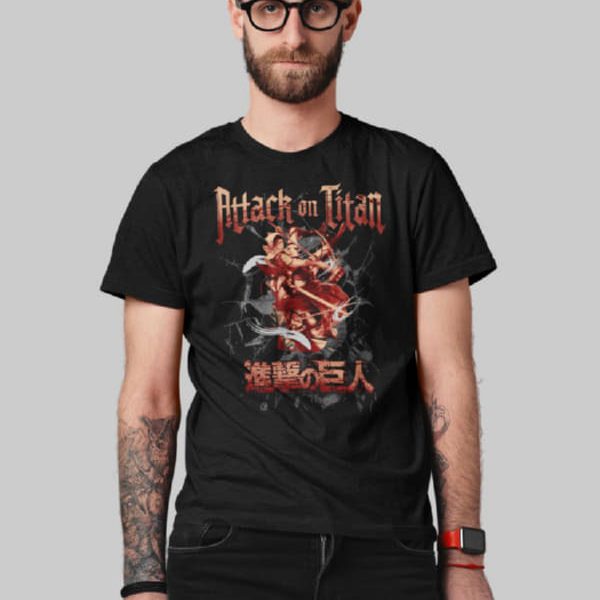 Attack on titan ανδρικό T-shirt | Μαύρο