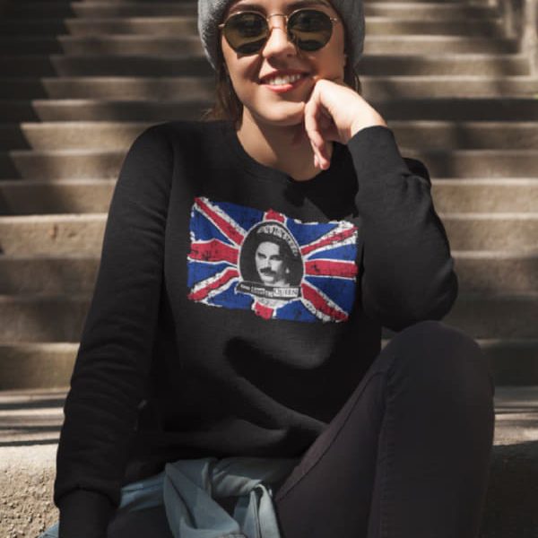 FREDDIE MERCURY GOD SAVE THE QUEEN WOMAN SWEATSHIRT