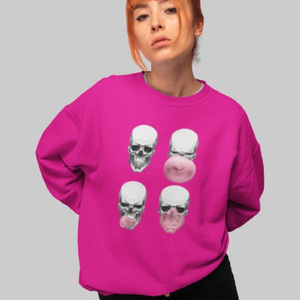 SKULL BUBBLE WOMAN SWEATSHIRT | FUCHSIA