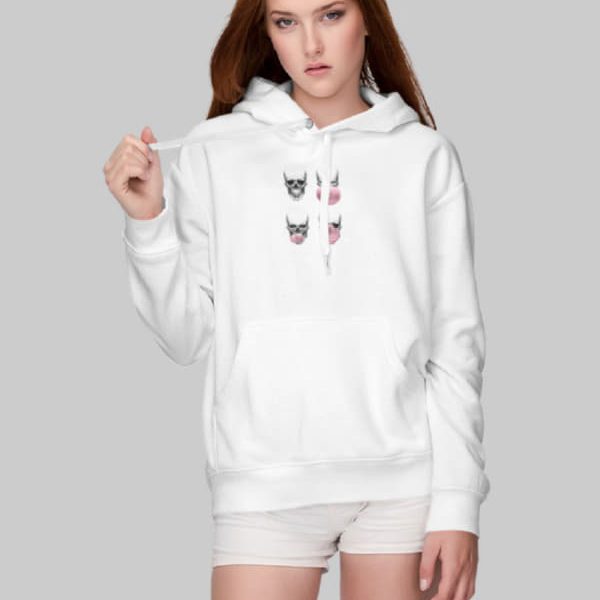 SKULL BUBBLE WOMAN HOODIE | WHITE