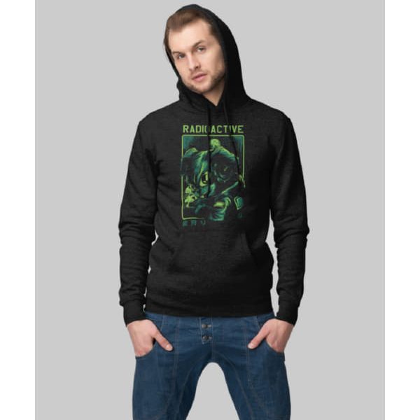 RADIOACTIVE MUTANT RABBIT MEN HOODIE | BLACK