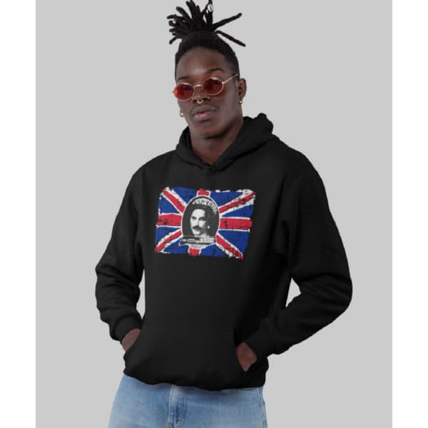 FREDDIE MERCURY GOD SAVE THE QUEEN MEN HOODIE | BLACK