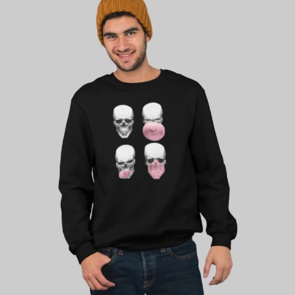 SKULL BUBBLE MEN SWEATSHIRT | BLACK