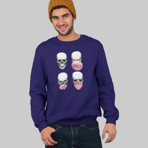 SKULL BUBBLE MEN SWEATSHIRT | PURPLE