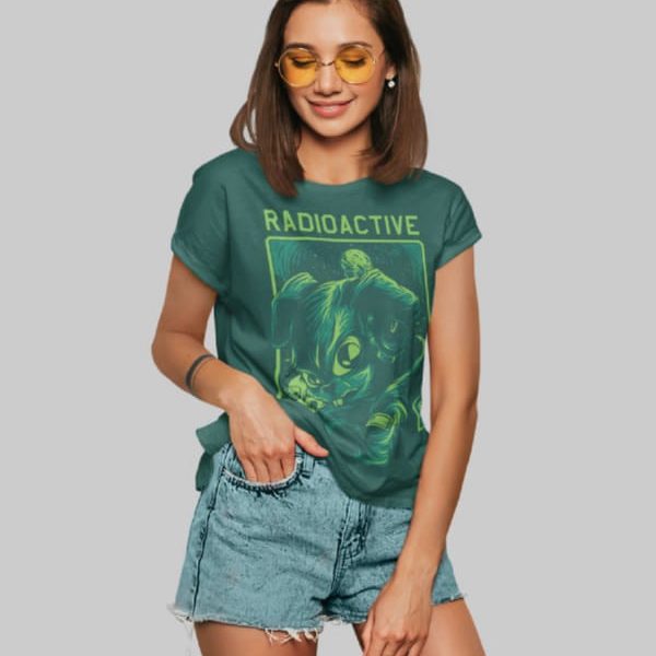 RADIOACTIVE MUTANT RABBIT WOMAN T-SHIRT | BLUE