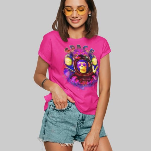 SPACE MONKEY WOMAN T-SHIRT | PINK