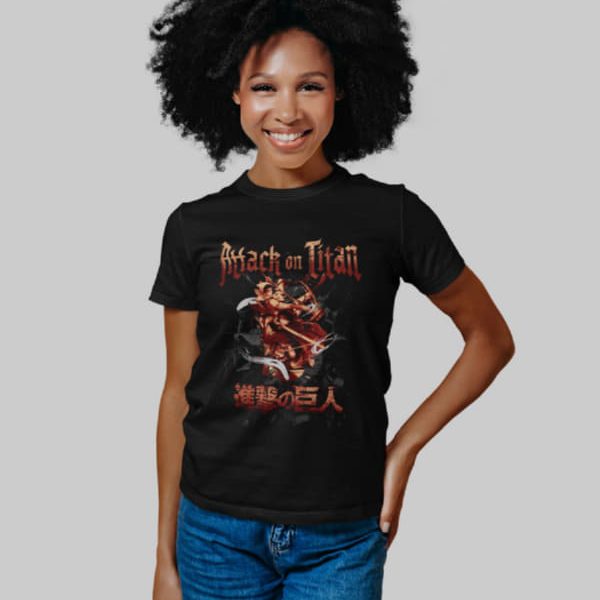 Attack on titan γυναικείο T-shirt | Μαύρο-1