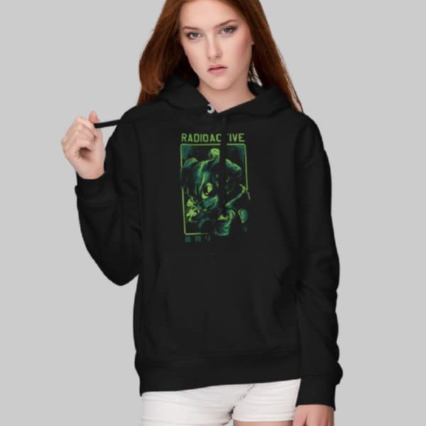 RADIOACTIVE MUTANT RABBIT WOMAN HOODIE | BLACK