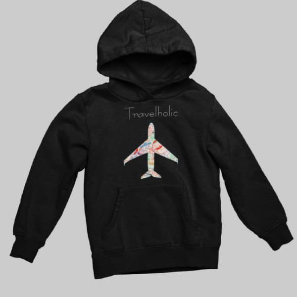 TRAVELHOLIC KIDS HOODIE | BLACK