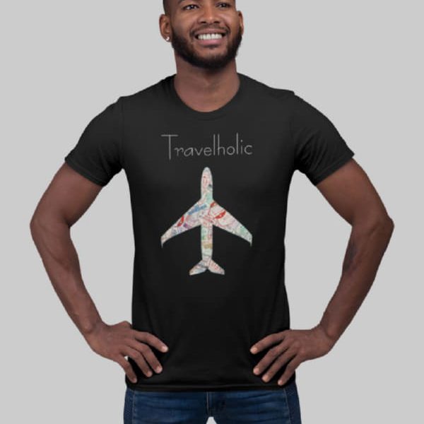 Travelholic ανδρικό T-shirt | Μαύρο