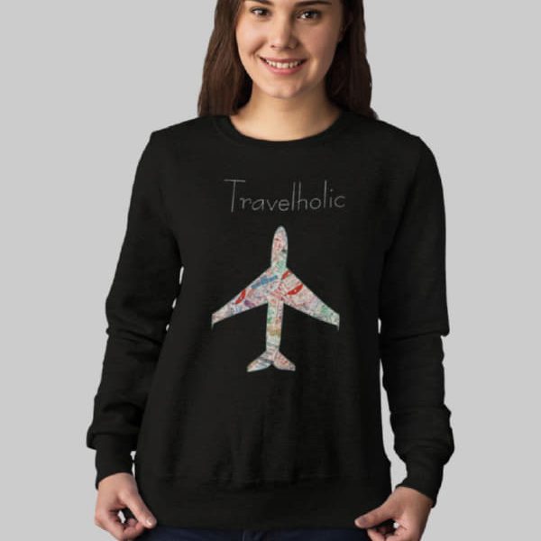 TRAVELHOLIC WOMAN SWEATSHIRT | BLACK