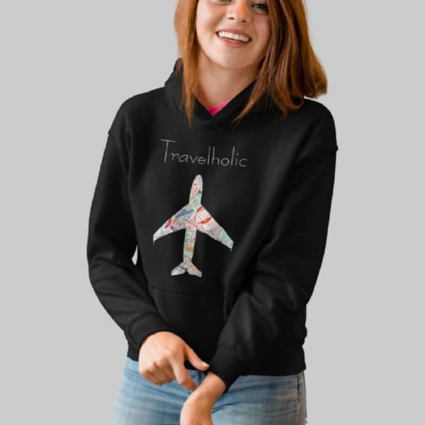 TRAVELHOLIC W HOODIE | BLACK